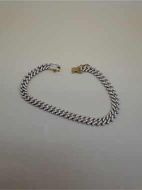925 Sterling Silver Cz Bracelet 8.25”.